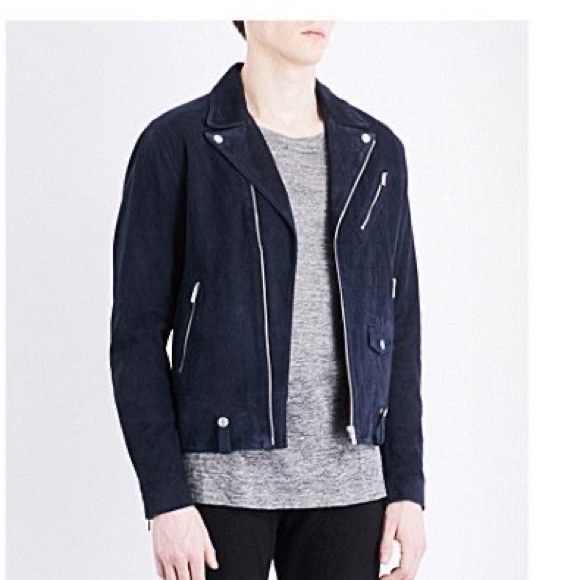 The Kooples suede biker jacket navy S